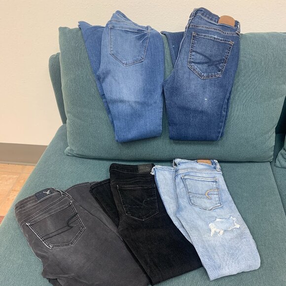 JUNIORS - 5 PC LOT, JEANS sz 0, 2 Aeropostale, American Eagle Outfitters, skinny - Picture 1 of 16